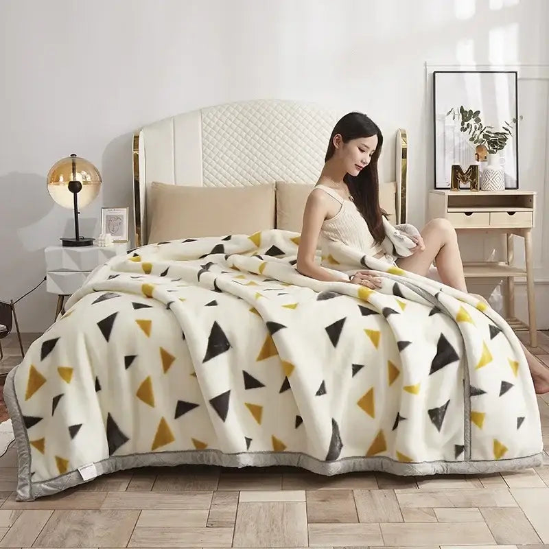 Purple Cream Raschel Blanket