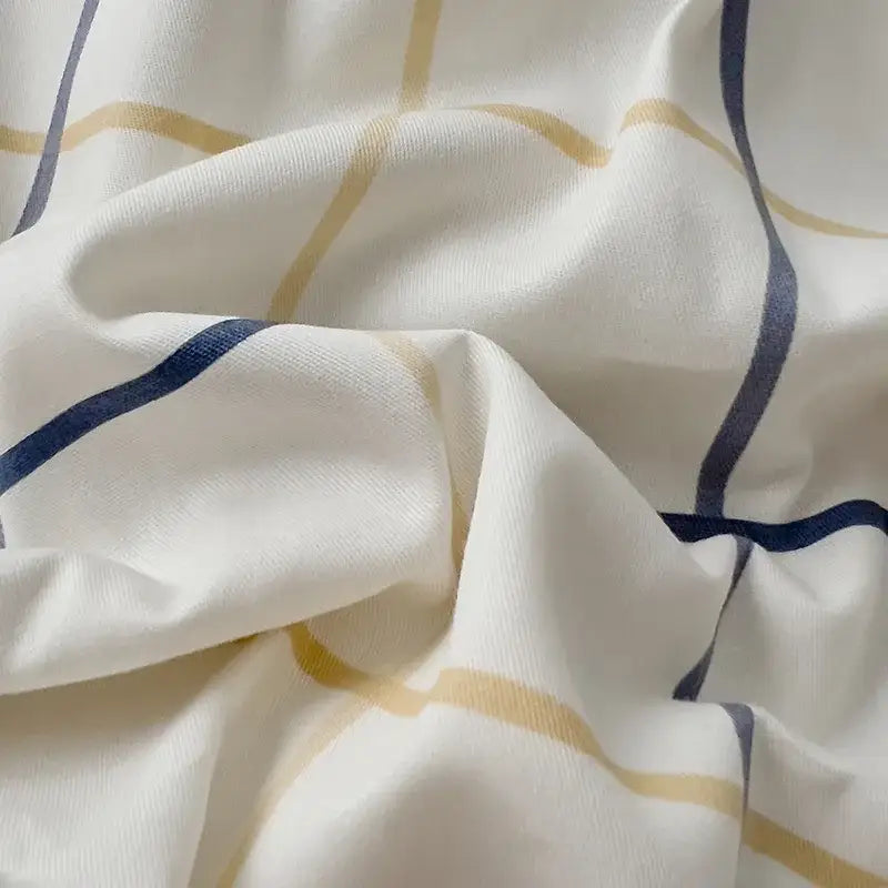 Cream Geometric Bed Set