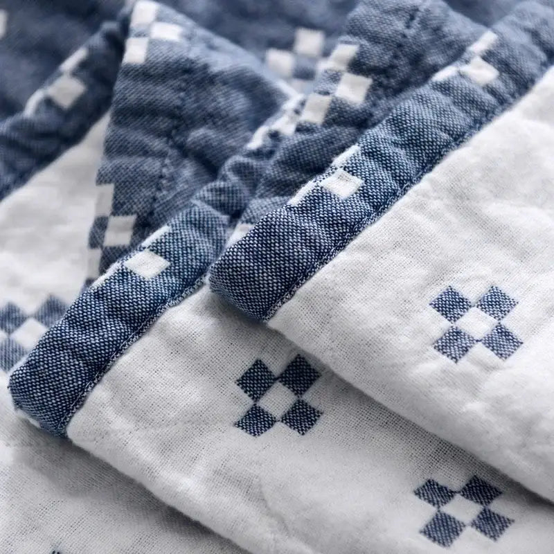 Gray Blue Cotton Blanket