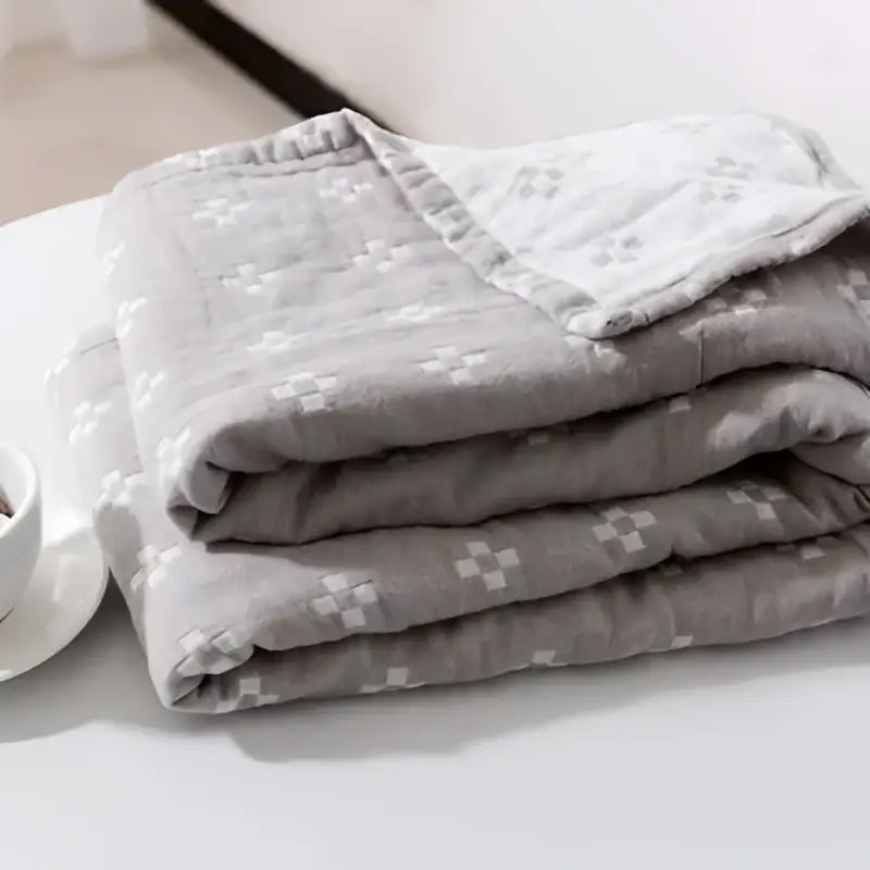 Gray Blue Cotton Blanket