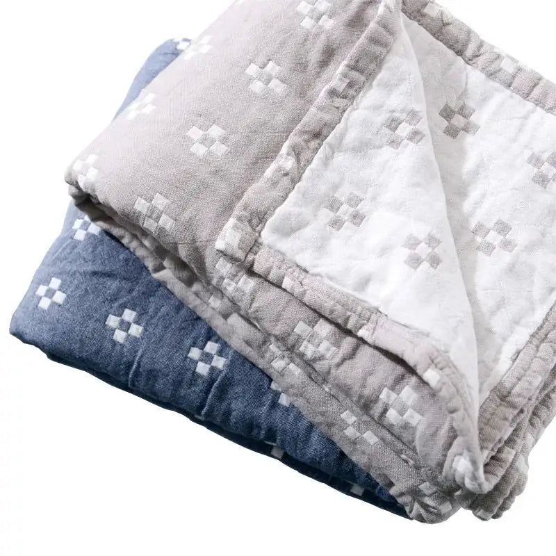 Gray Blue Cotton Blanket
