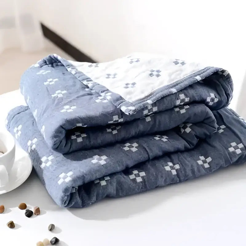 Gray Blue Cotton Blanket