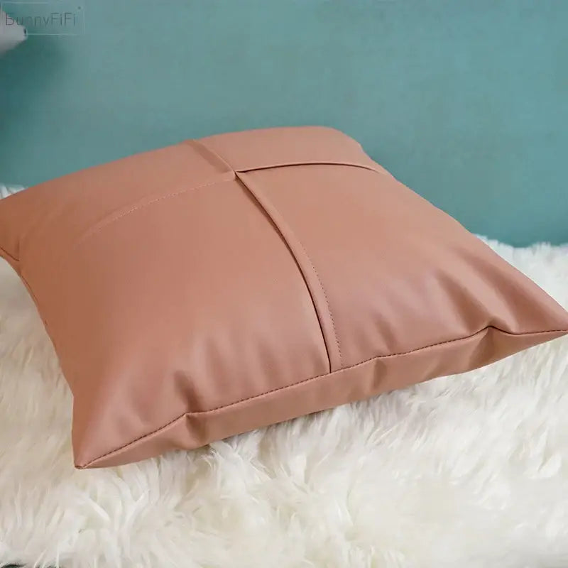 Ivory Leather Pillow Cover
