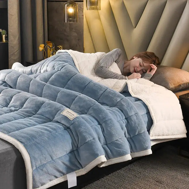 Blue Velvet Bed Blanket