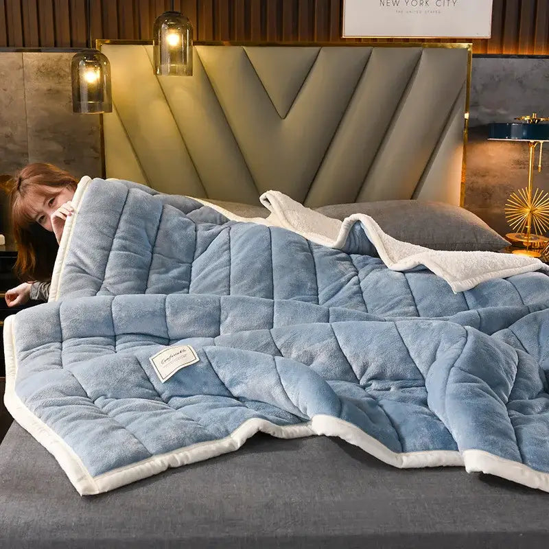 Blue Velvet Bed Blanket