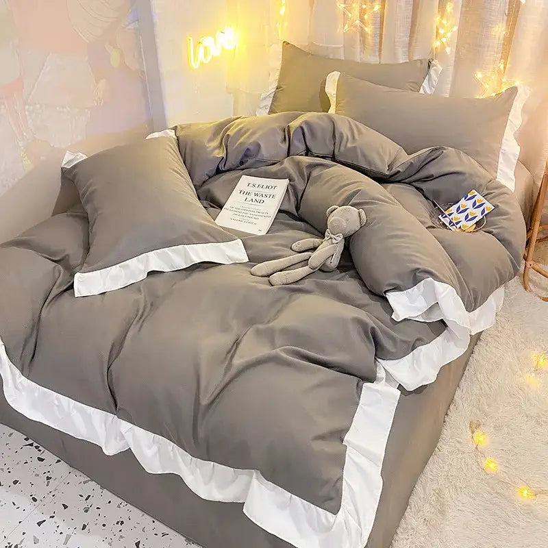 Blue Ruffle Duvet Set