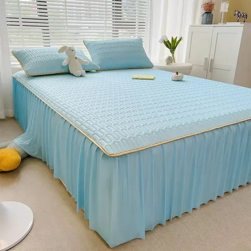 Pink Bed Skirt Set