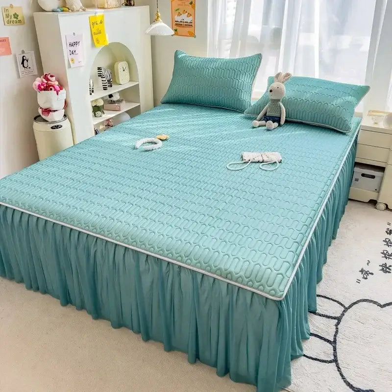 Pink Bed Skirt Set