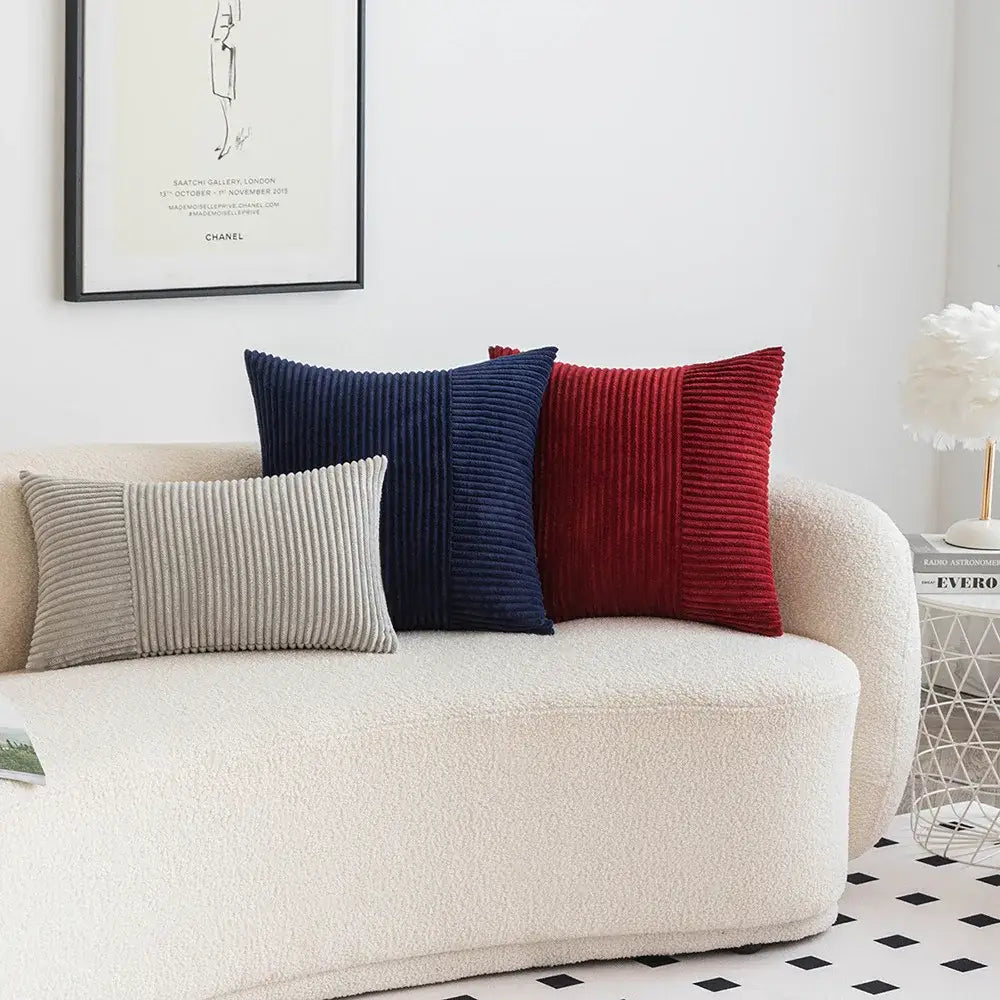Red Corduroy Patchwork Cushions