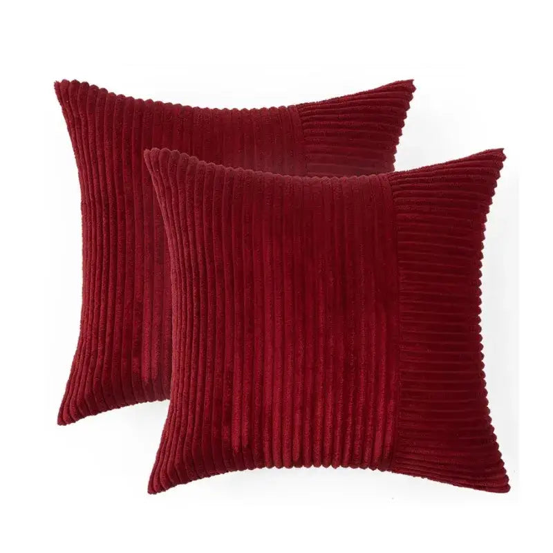 Red Corduroy Patchwork Cushions