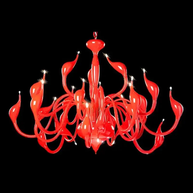 Red Glass Swan Chandelier