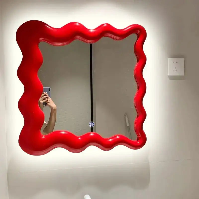 Red Cream Wave Mirror