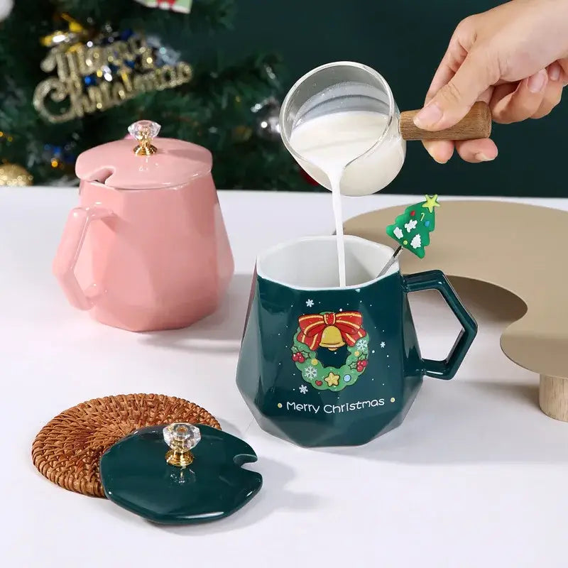 Red Santa Ceramic Mug Set