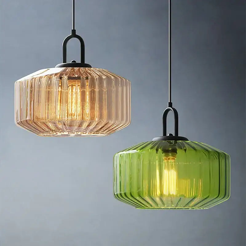 Amber Green Glass Chandelier