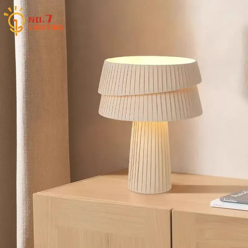 Beige Pleated Table Lamp