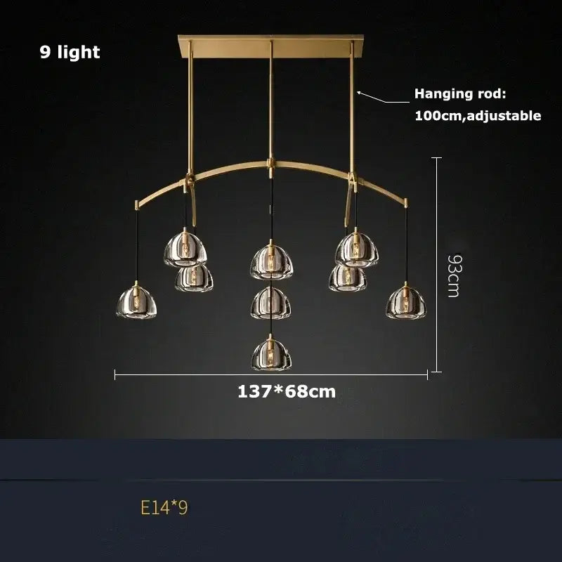 Black Brass Crystal Chandelier 13-Head D152cm