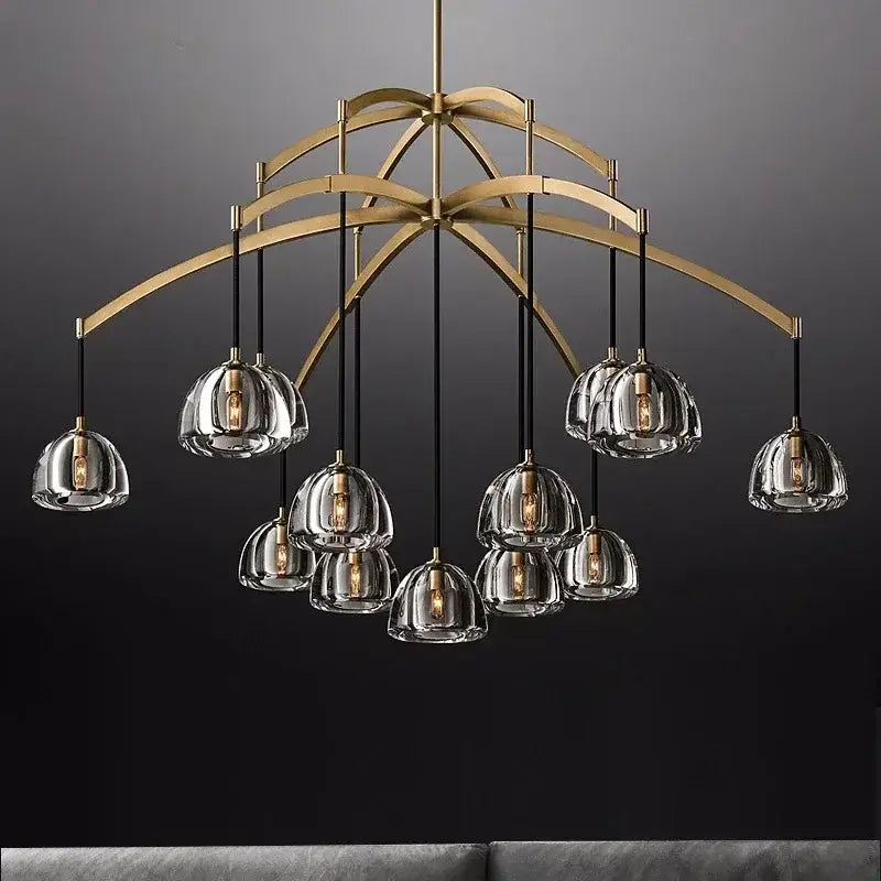 Black Brass Crystal Chandelier 13-Head D152cm