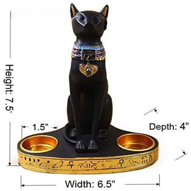 Black Gold Cat Candleholder