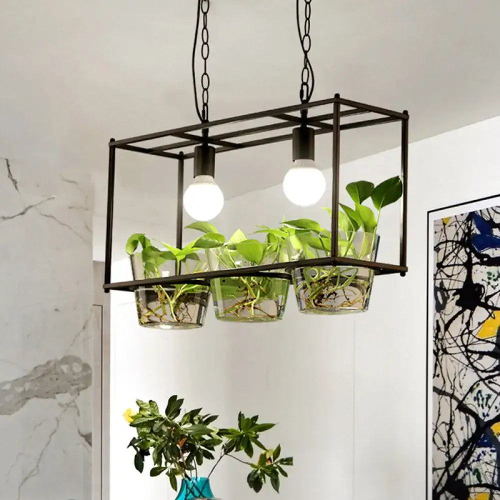 Black Gold Rectangle Ceiling Light