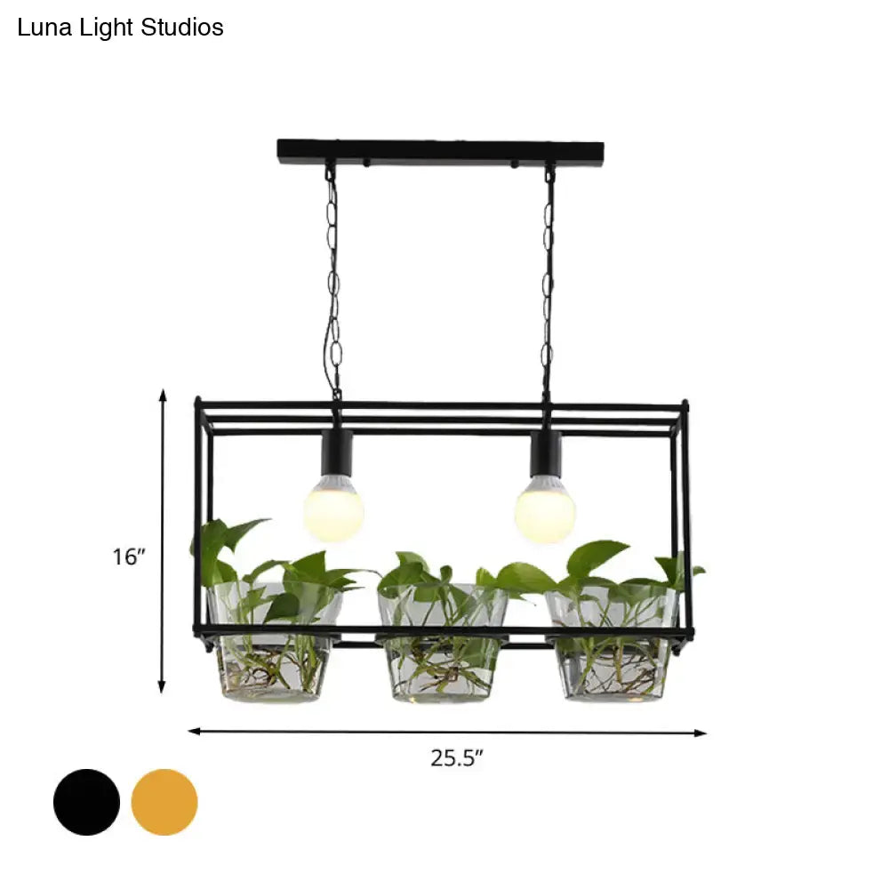 Black Gold Rectangle Ceiling Light