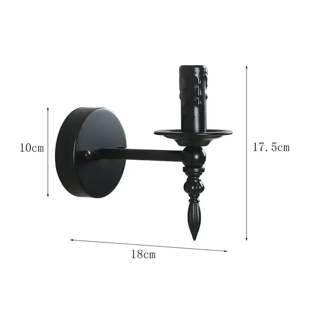 Black Iron Candle Sconce with Candle Bulb Effect