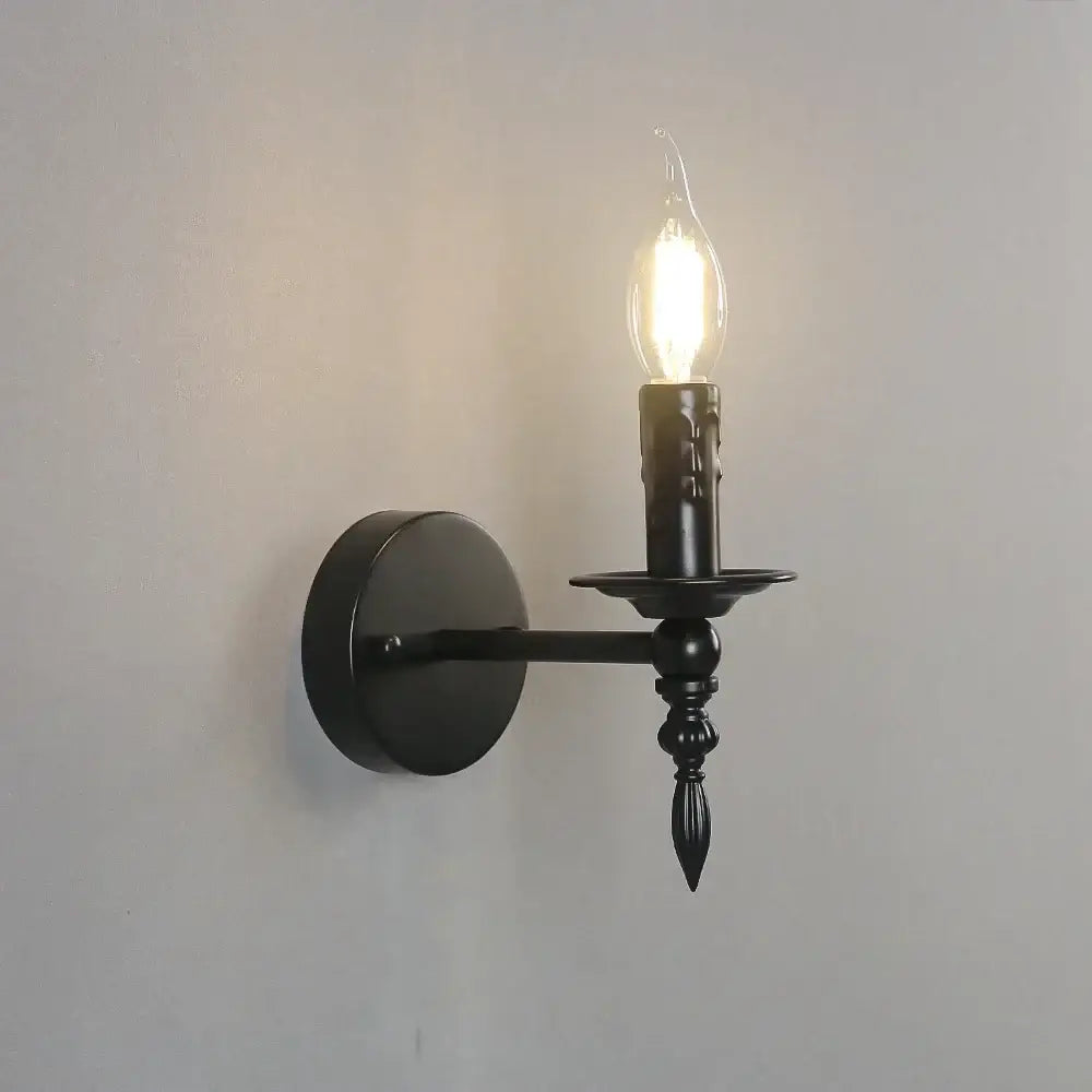 Black Iron Candle Sconce with Candle Bulb Effect