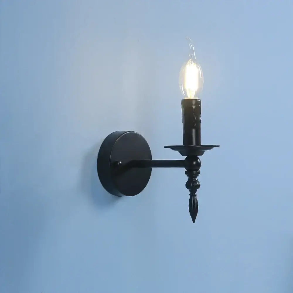 Black Iron Candle Sconce with Candle Bulb Effect