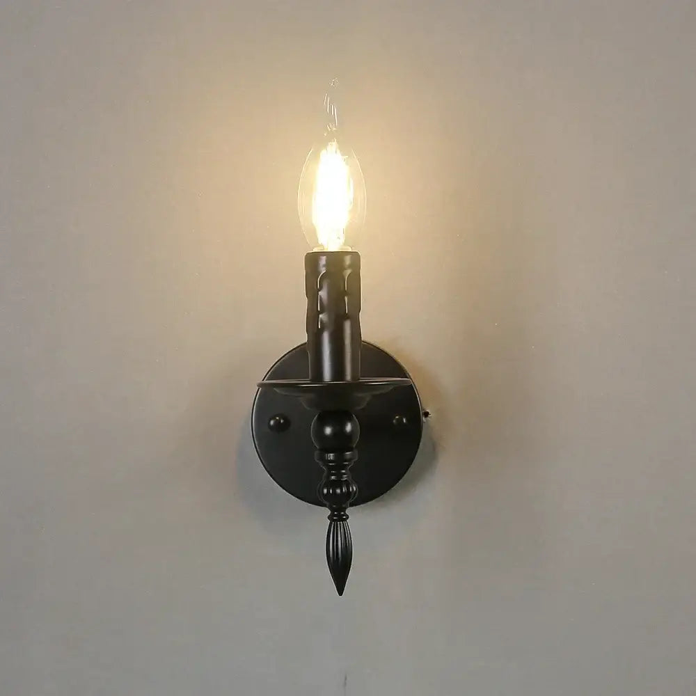 Black Iron Candle Sconce with Candle Bulb Effect
