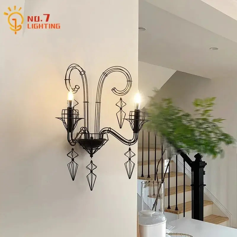 Black Iron Candle Wall Lamp