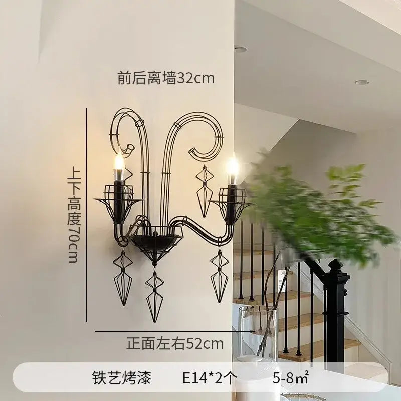 Black Iron Candle Wall Lamp