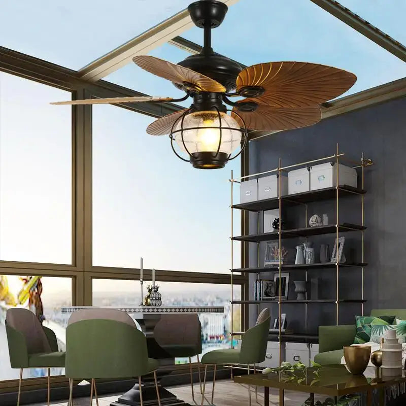 Black Iron Fan Light
