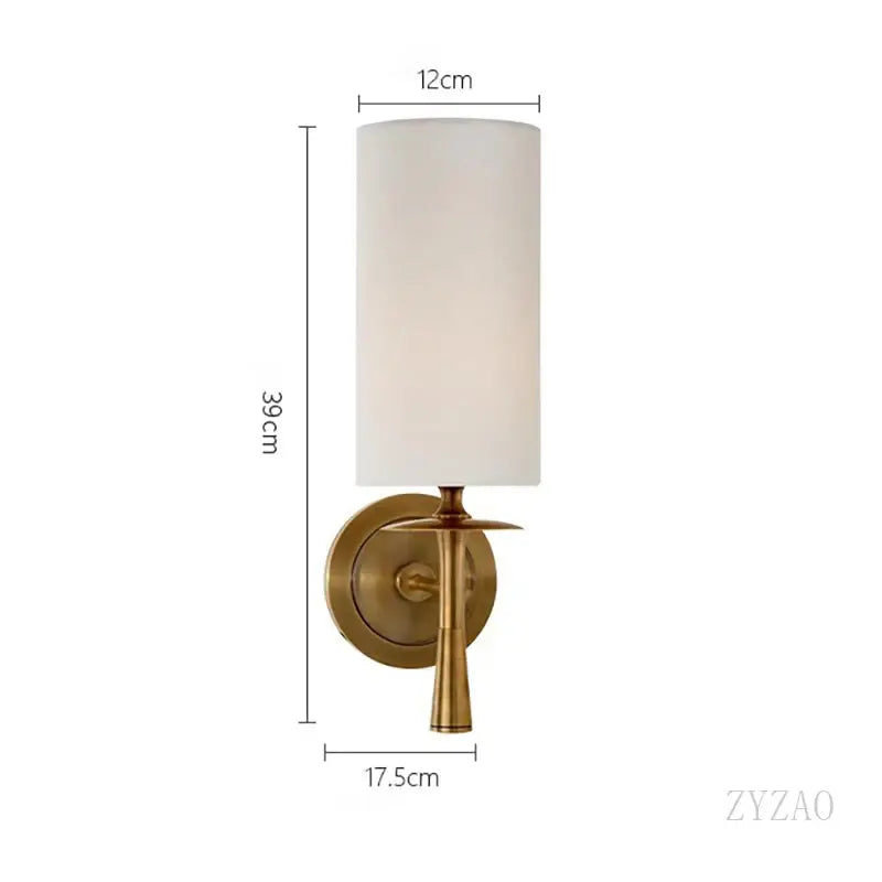 Brass Wall Lamp with Classic Fabric Shade