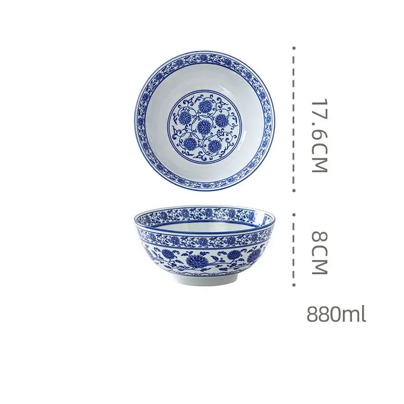 Blue Ceramic Noodle Bowl