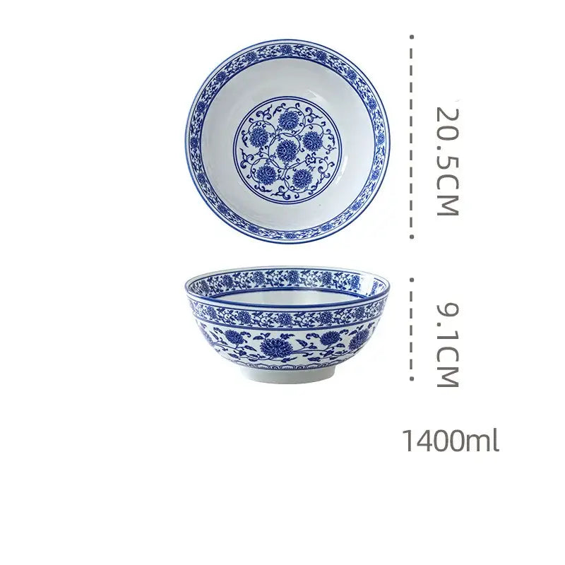 Blue Ceramic Noodle Bowl