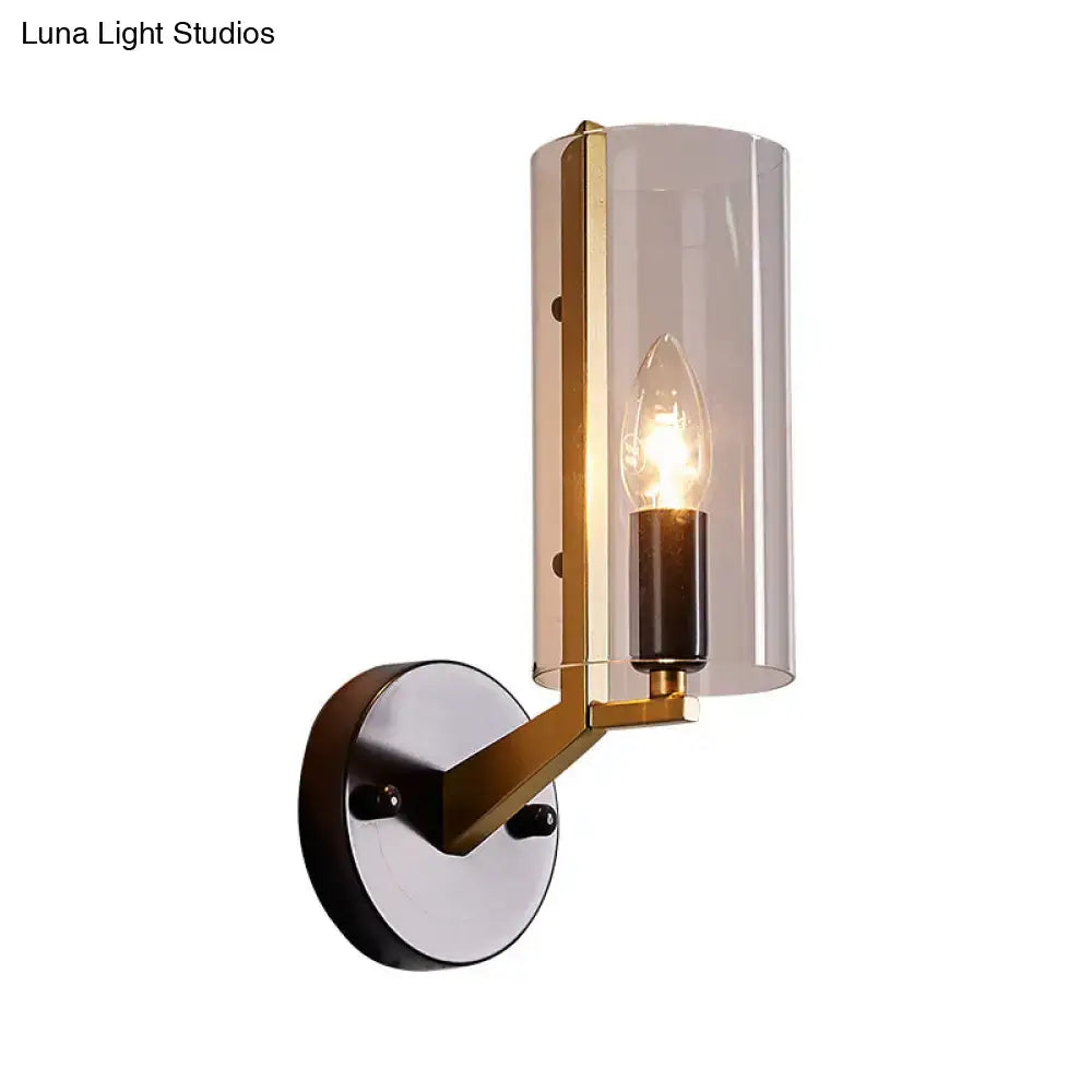 Brass Glass Wall Sconce Industrial Style