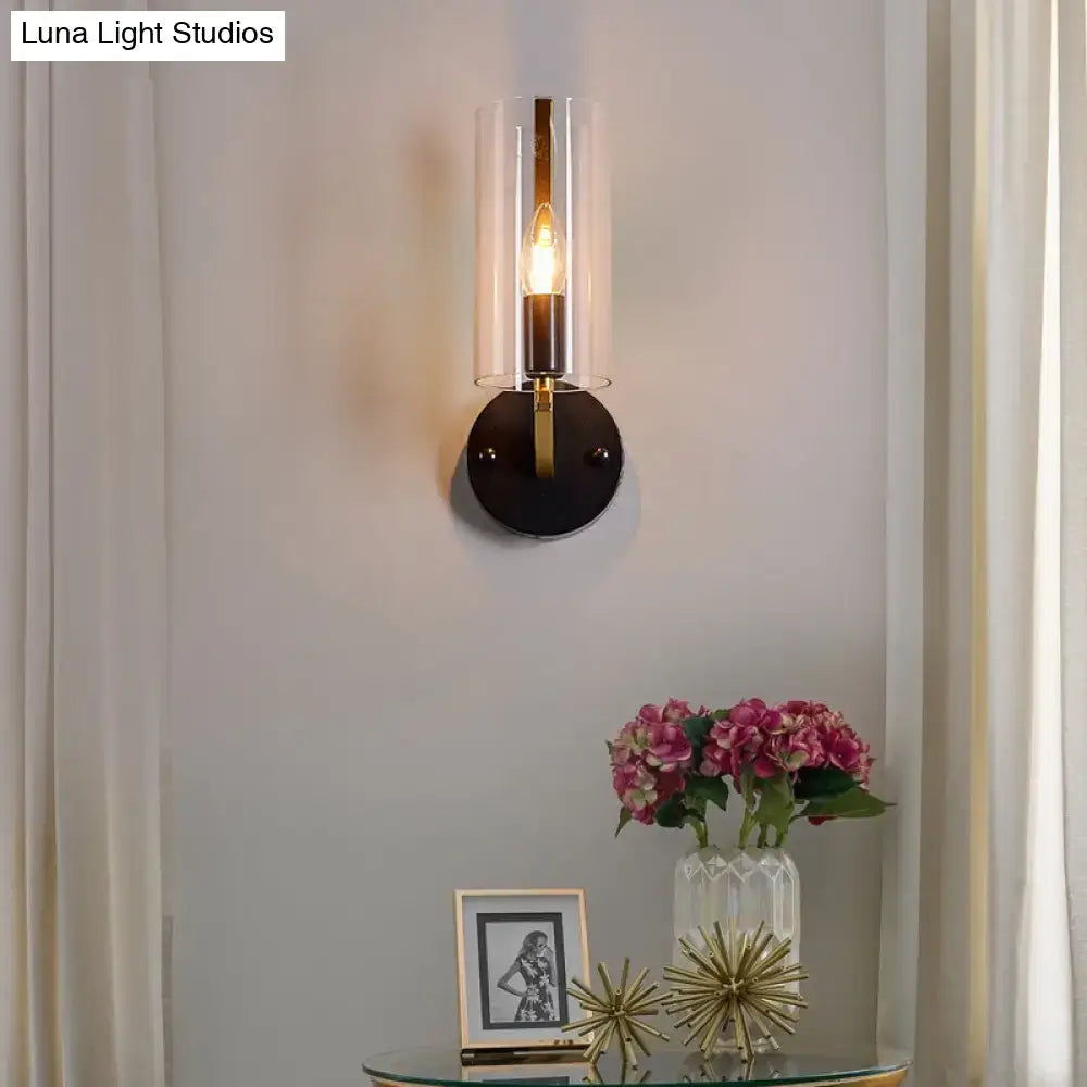 Brass Glass Wall Sconce Industrial Style