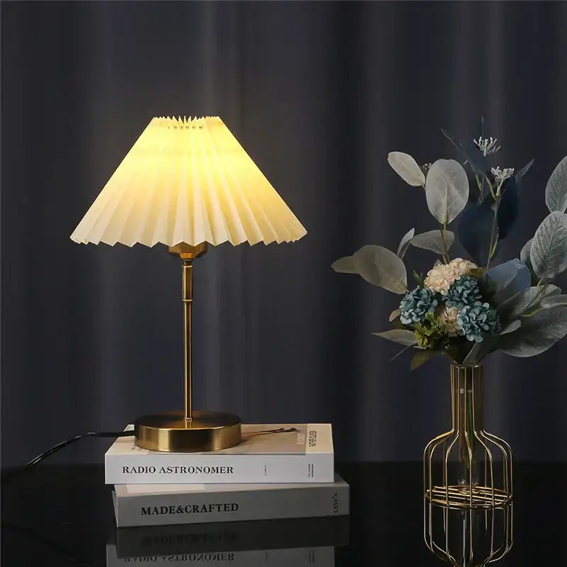 Brass Pleated Table Lamp