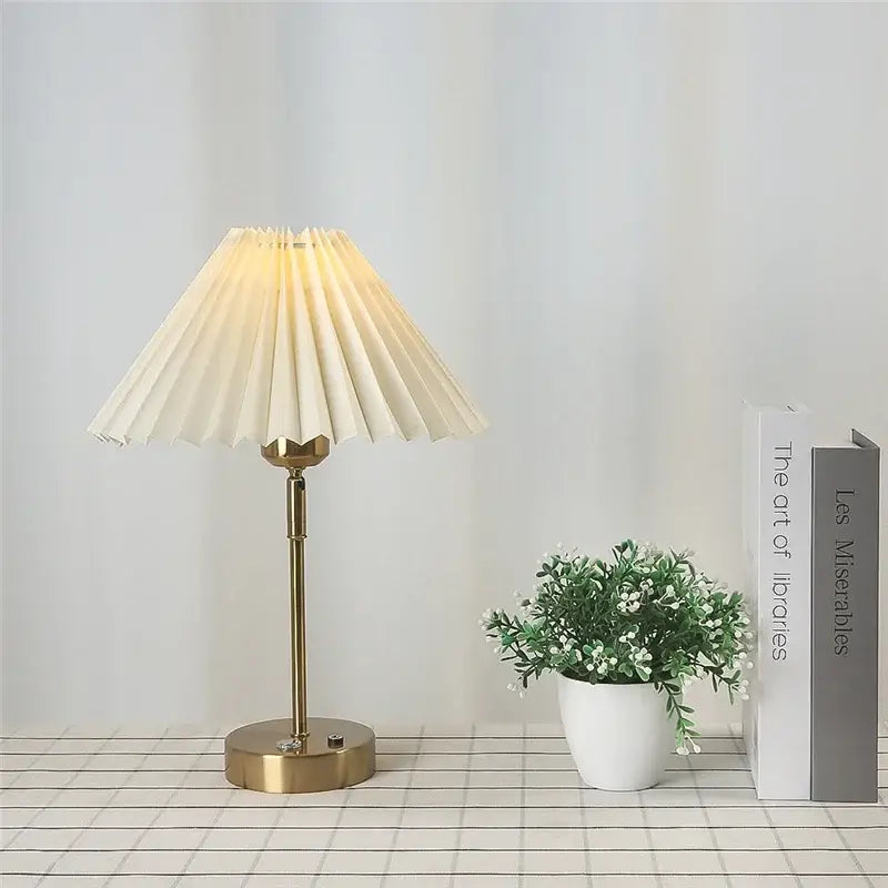 Brass Pleated Table Lamp