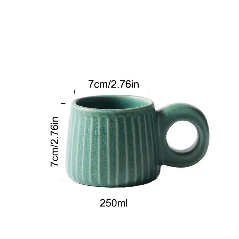 Brown Ridged Ceramic Mug