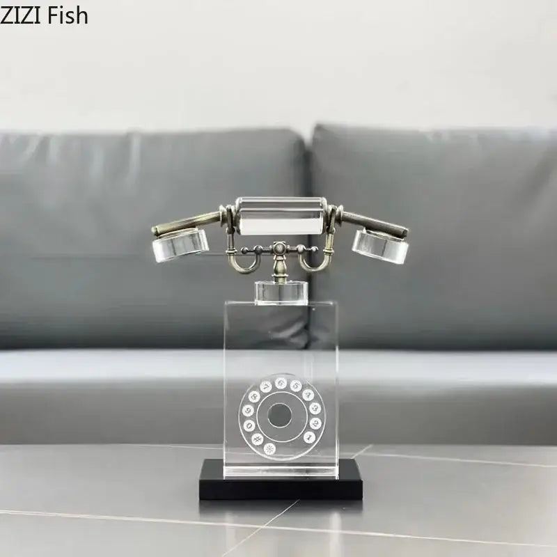 Clear Crystal Telephone Sculpture