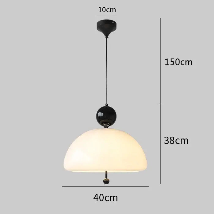 Cream Glass Pendant Light with Retro Red Accents