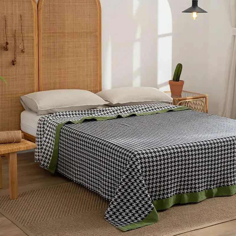 Olive Teal Cotton Throw Blanket