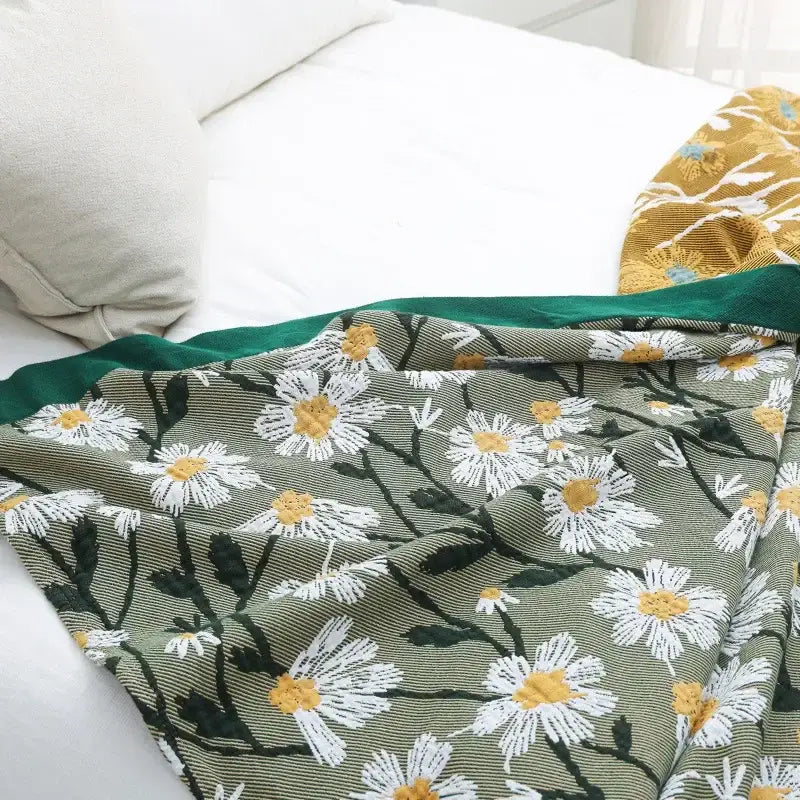 Olive Teal Cotton Throw Blanket