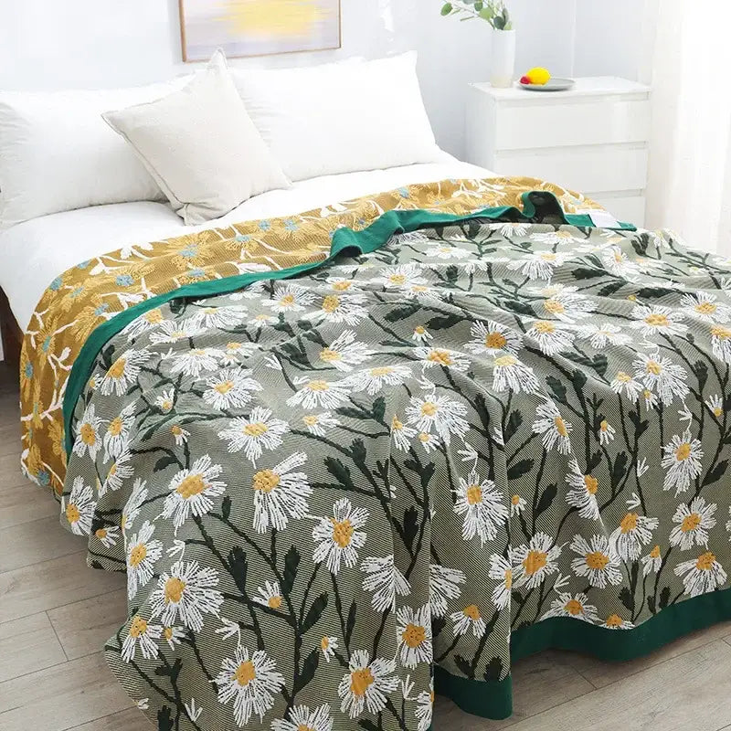 Olive Teal Cotton Throw Blanket