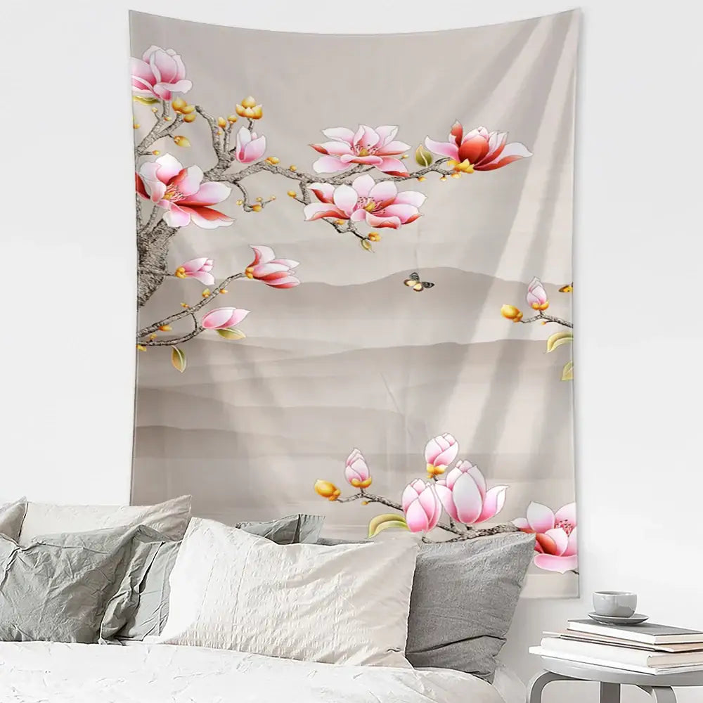Blue Gold Crane Tapestry