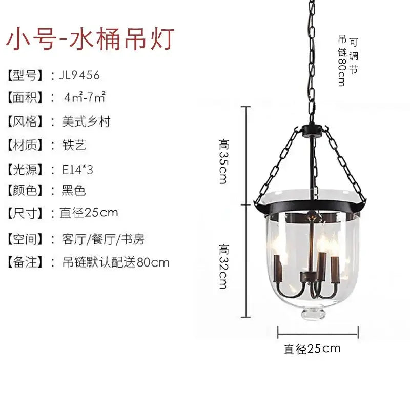 Bronze Glass Bucket Pendant