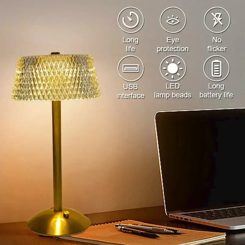 Gold Diamond Crystal Lamp