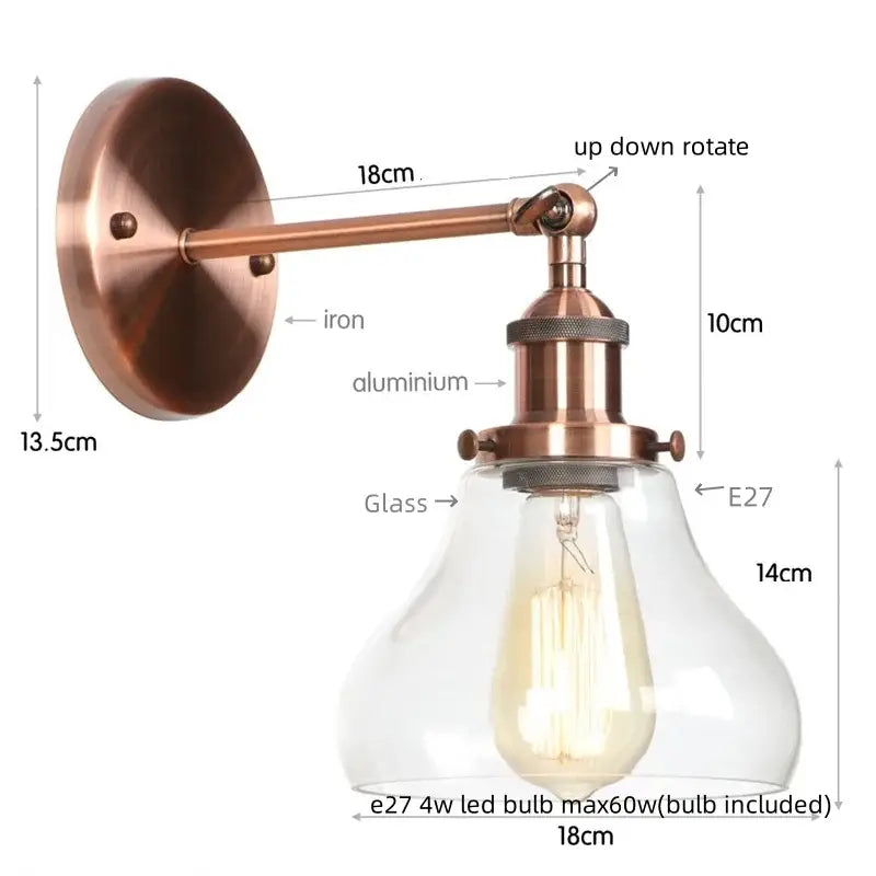 Gold LED Glass Wall Sconce