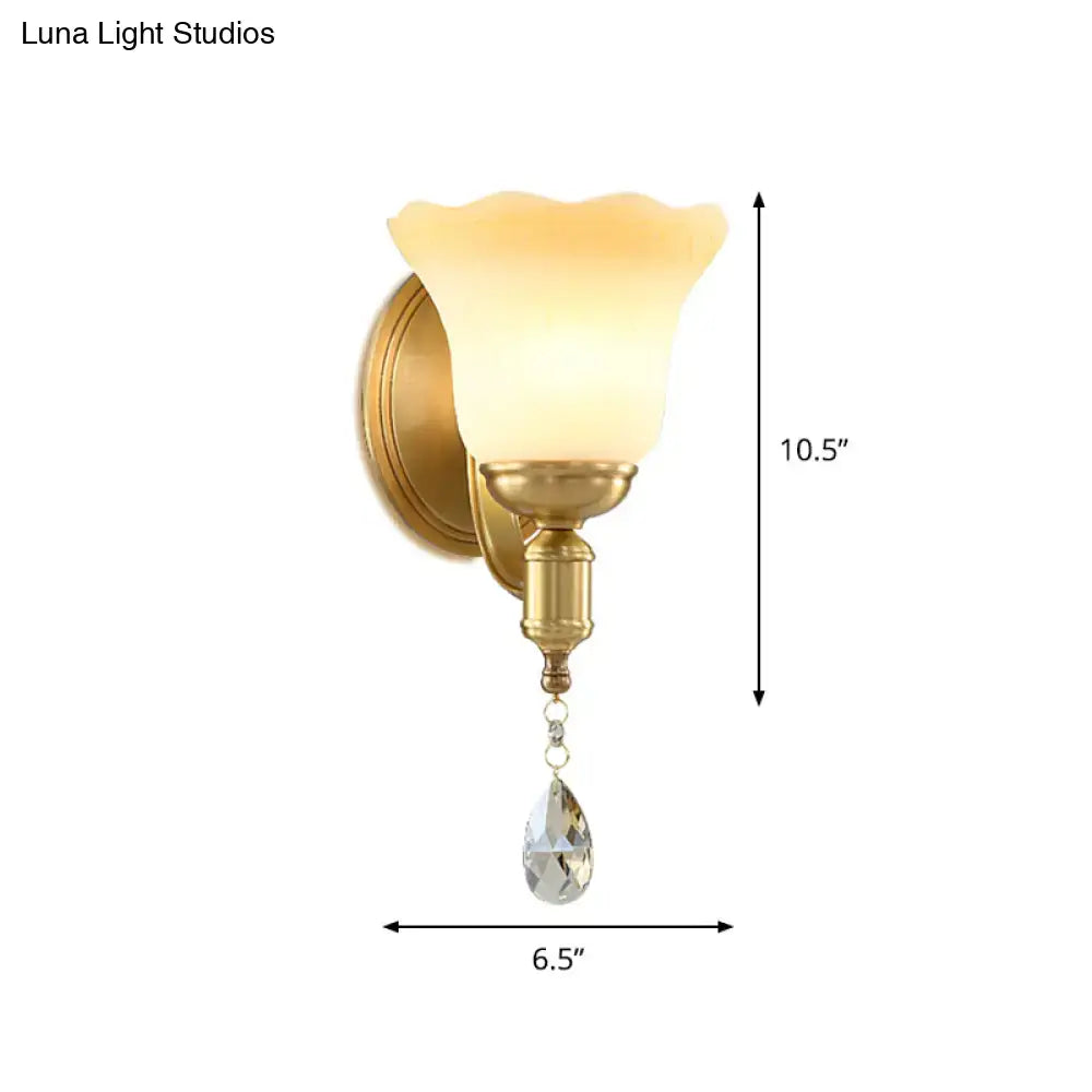 Gold Glass Opaque 2-Bulb Wall Sconce