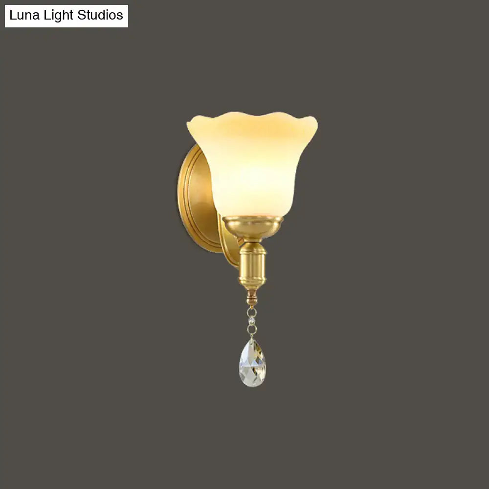 Gold Glass Opaque 2-Bulb Wall Sconce